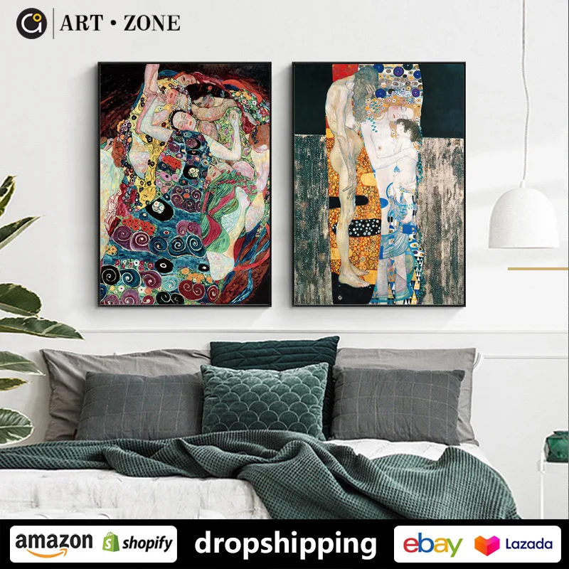 ART ZONE Abstract character Painting Gustav Klimt Women girl prints Wall Art Canvas posters Artwork Home bathroom kitchen Decor
ART ZONE Abstract character Painting Gustav Klimt Women girl prints Wall Art Canvas posters Artwork Home bathroom kitchen Decor