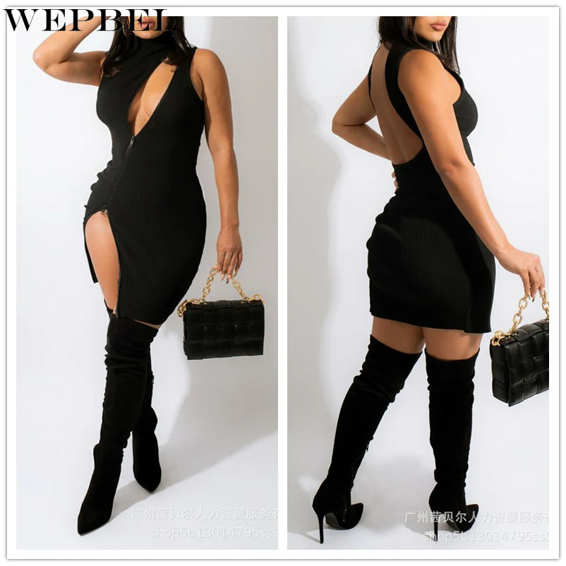 WEPBEL Women's Elegant Zipper Bodycon Dress Ladies Sexy Fashion Sleeveless O Neck High Waist Hollow Out Slit Hollow Out Dress
WEPBEL Women's Elegant Zipper Bodycon Dress Ladies Sexy Fashion Sleeveless O Neck High Waist Hollow Out Slit Hollow Out Dress