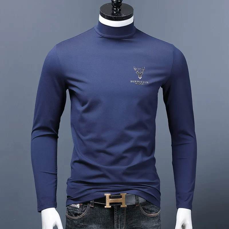 Autumn Men Half Turtleneck Long Sleeve T-shirts Modal Cotton Stretch Slim Fit Tshirt Fashion Printed Royal Blue T Shirt
Autumn Men Half Turtleneck Long Sleeve T-shirts Modal Cotton Stretch Slim Fit Tshirt Fashion Printed Royal Blue T Shirt