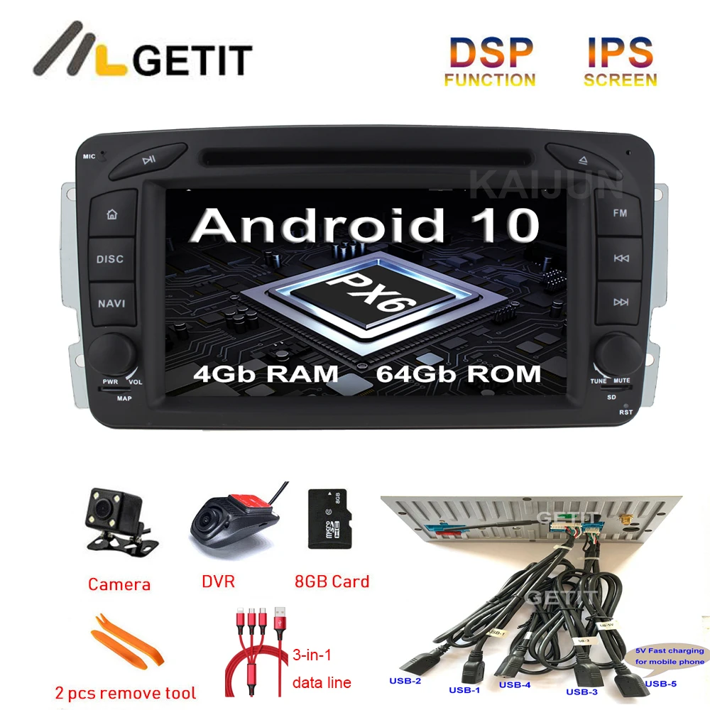 5 USB DSP Android 10 автомобильный DVD мультимедиа радио GPS для Mercedes Benz CLK W209 W203 W463 W208 Wifi Bluetooth