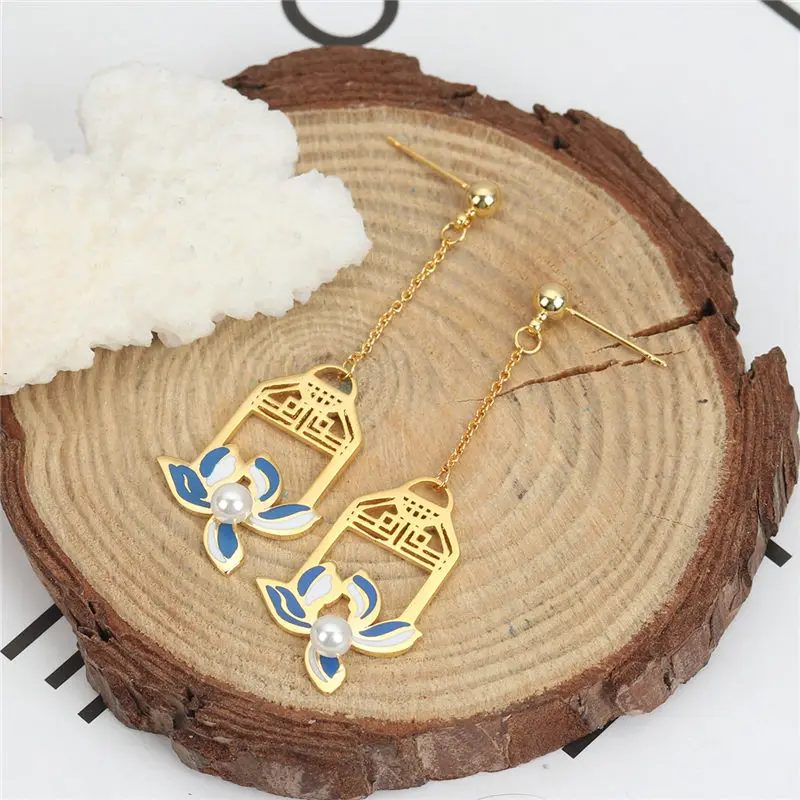 1 Pair Elegant Enamel Drop Earrings Golden Color Window Flower Imitation Pearl Fashion Jewelry 304 Stainless Steel Souvenir Gift
1 Pair Elegant Enamel Drop Earrings Golden Color Window Flower Imitation Pearl Fashion Jewelry 304 Stainless Steel Souvenir Gift