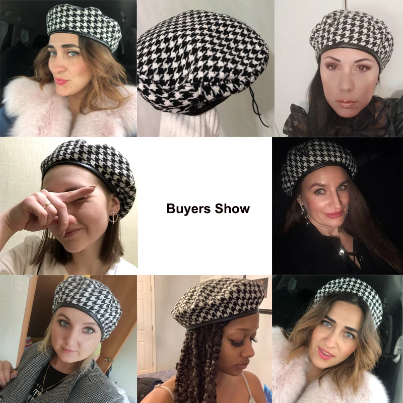 New autumn winter Plaid Beret Hats For Women French Berets Fashion Female Houndstooth Berets Black Berets With Adjustable Rope
New autumn winter Plaid Beret Hats For Women French Berets Fashion Female Houndstooth Berets Black Berets With Adjustable Rope