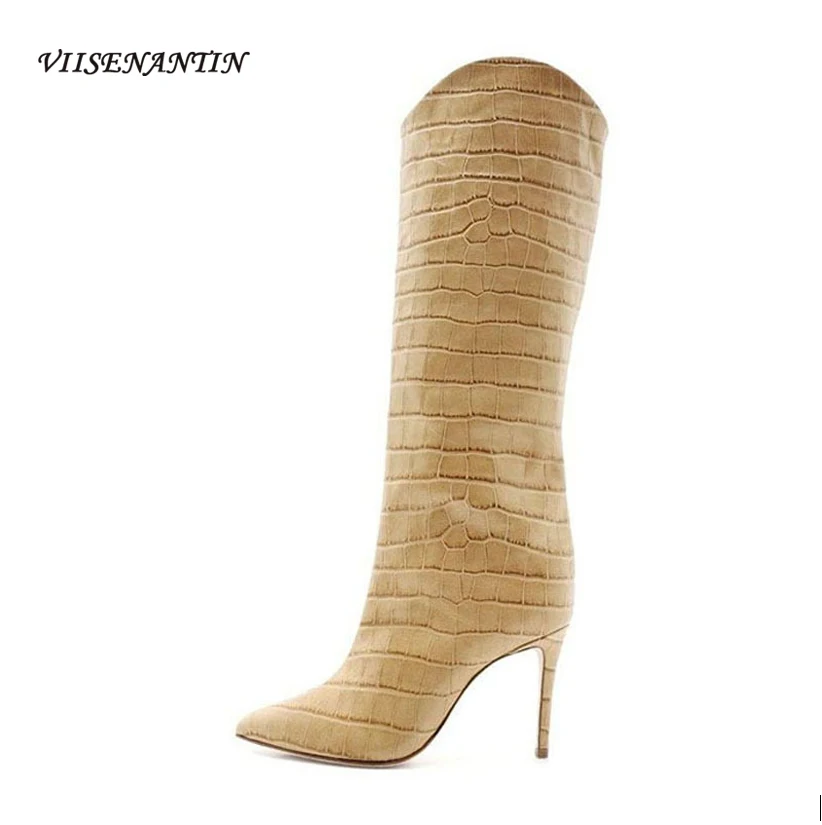 Однотонные модные сапоги до колена с рукавом для осени и зимы, новые привлекательные сапоги на шпильке с острым змеиным узором
Однотонные модные сапоги до колена с рукавом для осени и зимы, новые привлекательные сапоги на шпильке с острым змеиным узором