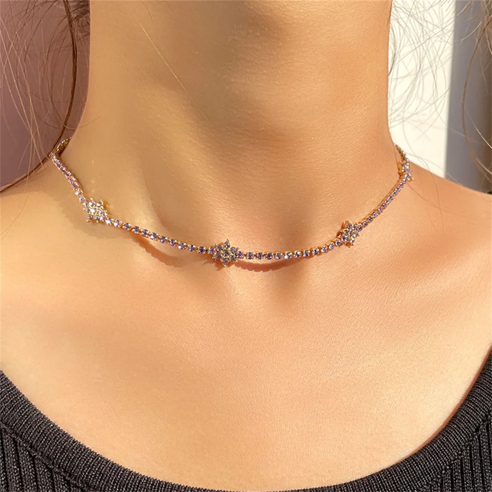 Lovely Flower Colorful Crystal Tennis Chain Necklaces For Women New Shiny Rhinestone Choker Necklace Trendy Party Jewelry Gifts
Lovely Flower Colorful Crystal Tennis Chain Necklaces For Women New Shiny Rhinestone Choker Necklace Trendy Party Jewelry Gifts