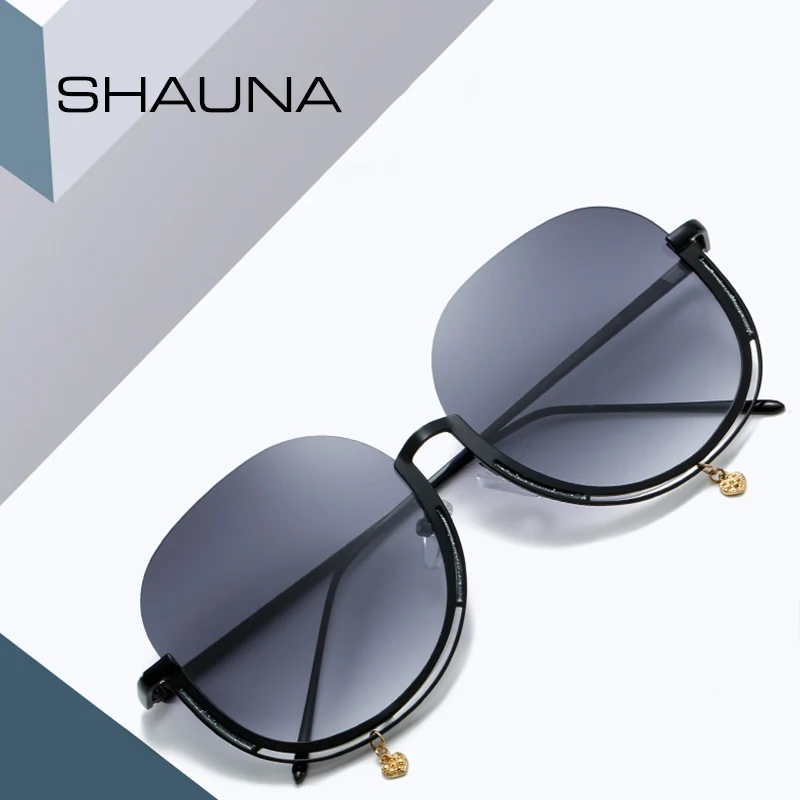 Фото Женские полуоправы SHAUNA круглые солнцезащитные очки без оправы с - купить