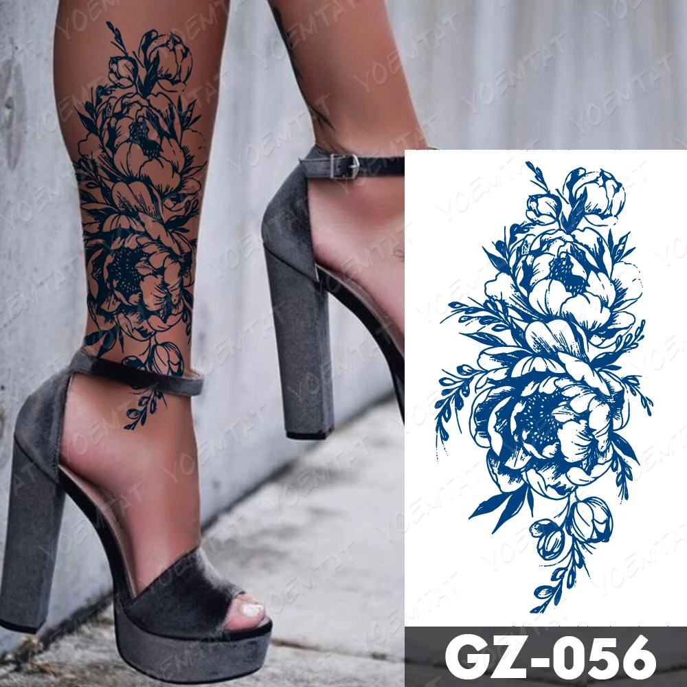 

Juice Ink Tattoos Body Art Lasting Waterproof Temporary Tattoo Sticker Line Rose Peony Tatoo Arm Fake Lotus Flower Tatto Women