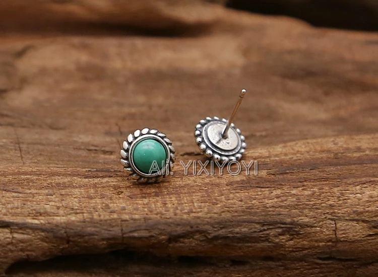 925 Silver Blue Green Turquoise Stud Earring Ethnic Retro Vintage Thai Silver Cool Earrings for Woman man Charm Fashion Jewelry
925 Silver Blue Green Turquoise Stud Earring Ethnic Retro Vintage Thai Silver Cool Earrings for Woman man Charm Fashion Jewelry