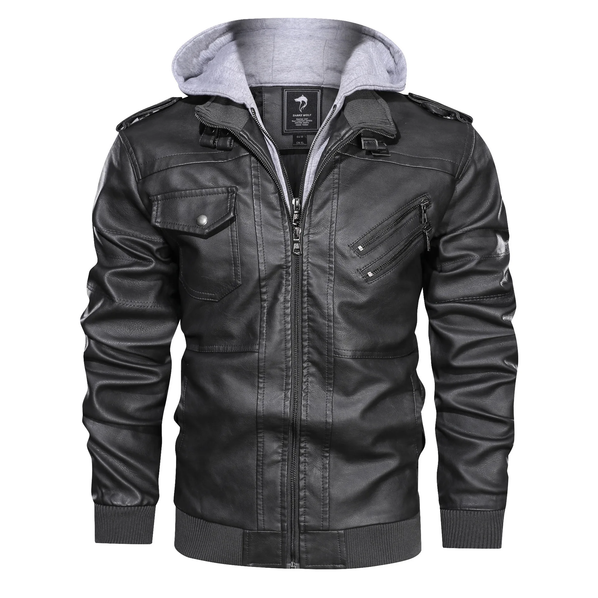 Men Autumn Leather Jacket Hooded Motorcycle Jacket Pu Faux Leather Fashion Punk Style Jacket Male Casual Fall Leather Coat New 
Men Autumn Leather Jacket Hooded Motorcycle Jacket Pu Faux Leather Fashion Punk Style Jacket Male Casual Fall Leather Coat New