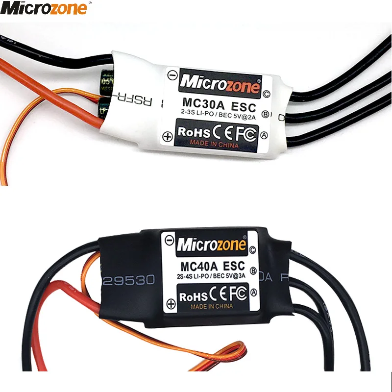 Microzone Rc Brushless 30A 40A ESC 2-4S Electric Speed Controller with 5V 3A BEC For Rc Drone Airplane Multicopter Helicopter
Microzone Rc Brushless 30A 40A ESC 2-4S Electric Speed Controller with 5V 3A BEC For Rc Drone Airplane Multicopter Helicopter