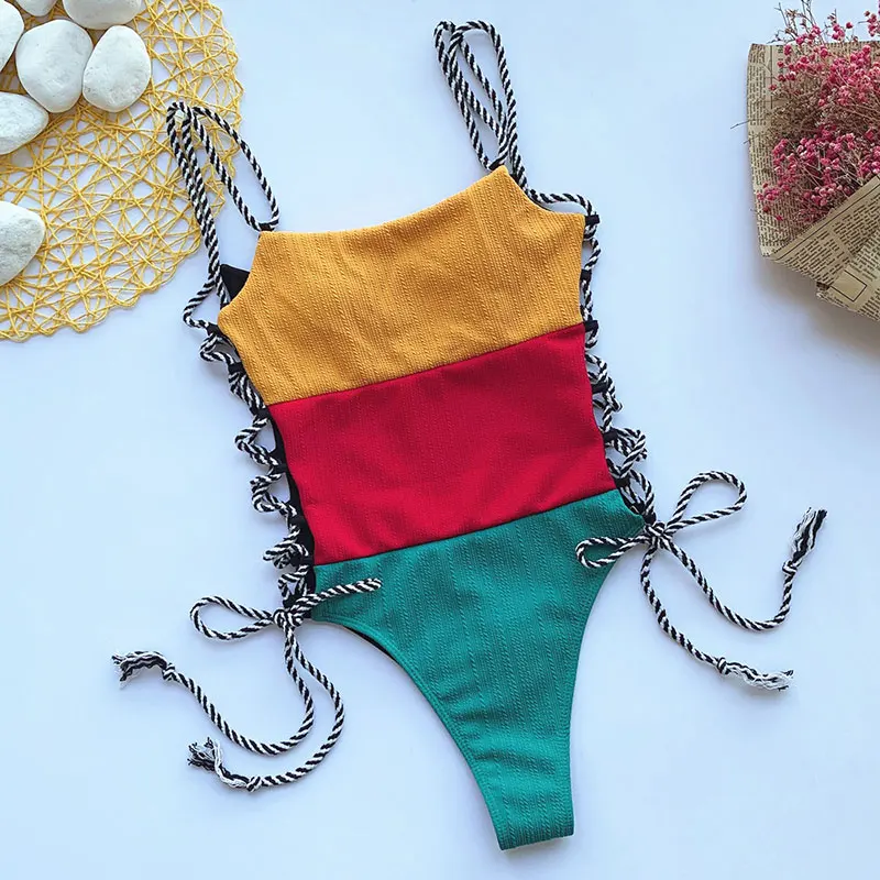2020 Patchwork Swimwear Stitching Bandage Bikini One-piece Swimsuit Mid Waist Push Up Split Bikini Set Swimsuit Monokini Biquini
2020 Patchwork Swimwear Stitching Bandage Bikini One-piece Swimsuit Mid Waist Push Up Split Bikini Set Swimsuit Monokini Biquini