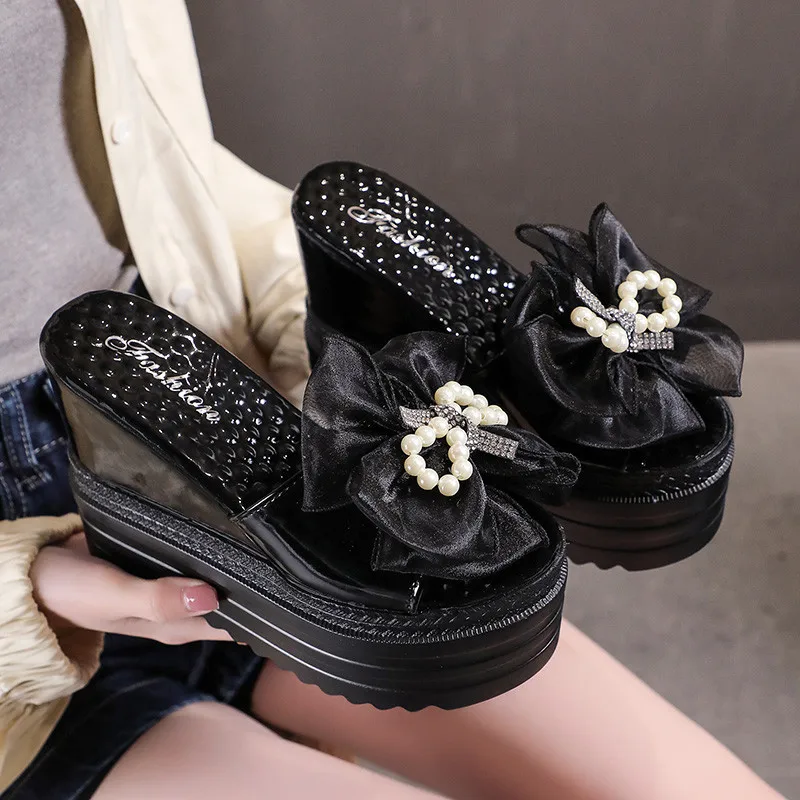 New Summer Chunky 12CM Wedges Open Toe Super High Heel Sandals Sexy Crystal Beads Lace Butterfly-Knot Women's Platform Slippers
New Summer Chunky 12CM Wedges Open Toe Super High Heel Sandals Sexy Crystal Beads Lace Butterfly-Knot Women's Platform Slippers