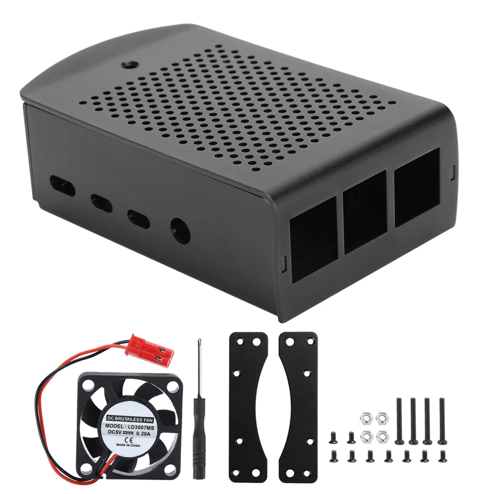 Aluminum Alloy Protective Case Cover Enclosure with Cooling Fan for Raspberry Pi 4B(Black Shell Aluminum Alloy Shell + Fan)
Aluminum Alloy Protective Case Cover Enclosure with Cooling Fan for Raspberry Pi 4B(Black Shell Aluminum Alloy Shell + Fan)
