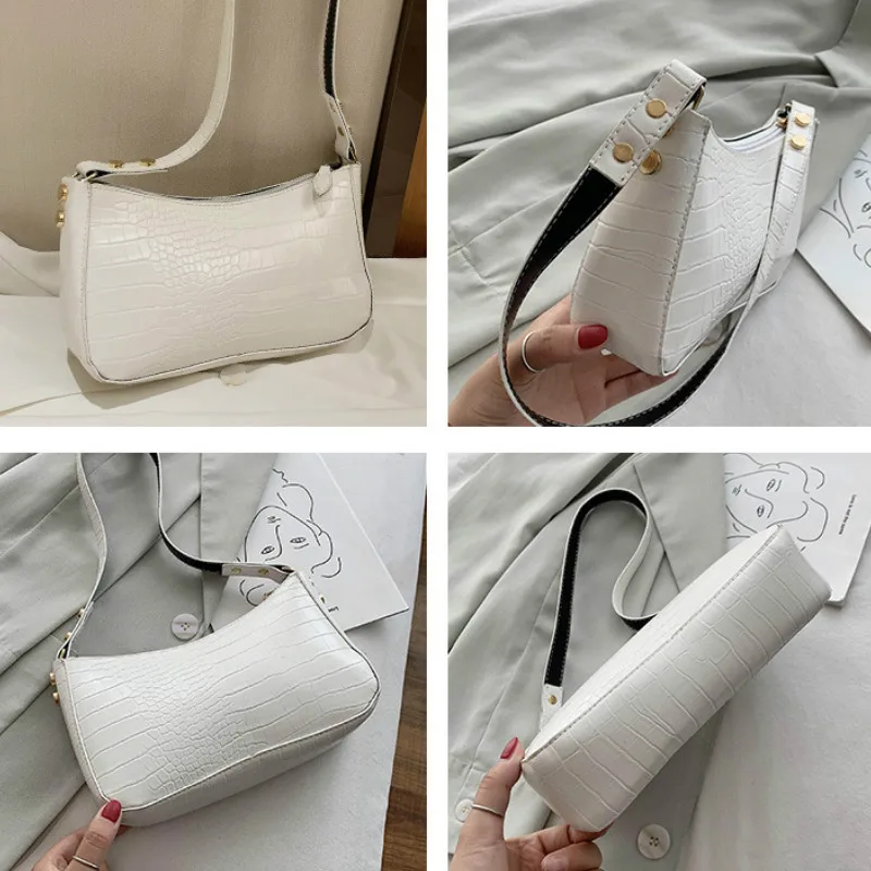 Fashion Crocodile Pattern Baguette Bags Small PU Leather Shoulder Bag Women Handbag Female Vintage Elegant Chic Travel Underarm
Fashion Crocodile Pattern Baguette Bags Small PU Leather Shoulder Bag Women Handbag Female Vintage Elegant Chic Travel Underarm