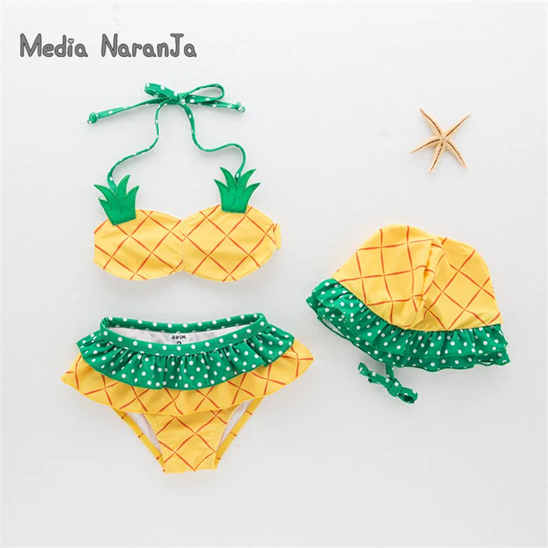 Baby girls swimsuit infant toddler kids children fashion pineapple fruit swimwear hat+bra+underwear spa beach clothing
Baby girls swimsuit infant toddler kids children fashion pineapple fruit swimwear hat+bra+underwear spa beach clothing