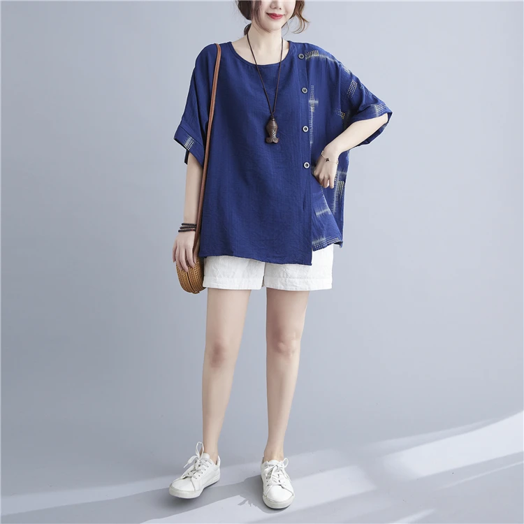 BIG SIZE Summer Women Fashion Elegant Print Spliced Tops Ladies Female Plus Large Short Sleeve Button Irregular Loose T Shirt
BIG SIZE Summer Women Fashion Elegant Print Spliced Tops Ladies Female Plus Large Short Sleeve Button Irregular Loose T Shirt