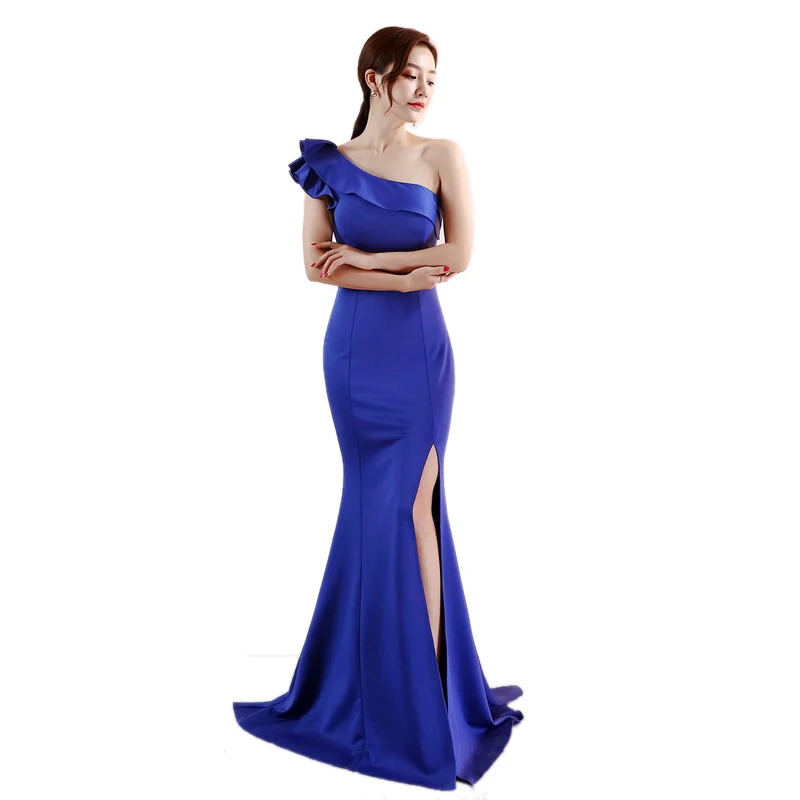 Women Evening Party Mermaid Long Dresses Inclined shoulder Sleeveless Elegant Prom Gown Trumpet Slit Bridal Wedding Dress
Women Evening Party Mermaid Long Dresses Inclined shoulder Sleeveless Elegant Prom Gown Trumpet Slit Bridal Wedding Dress