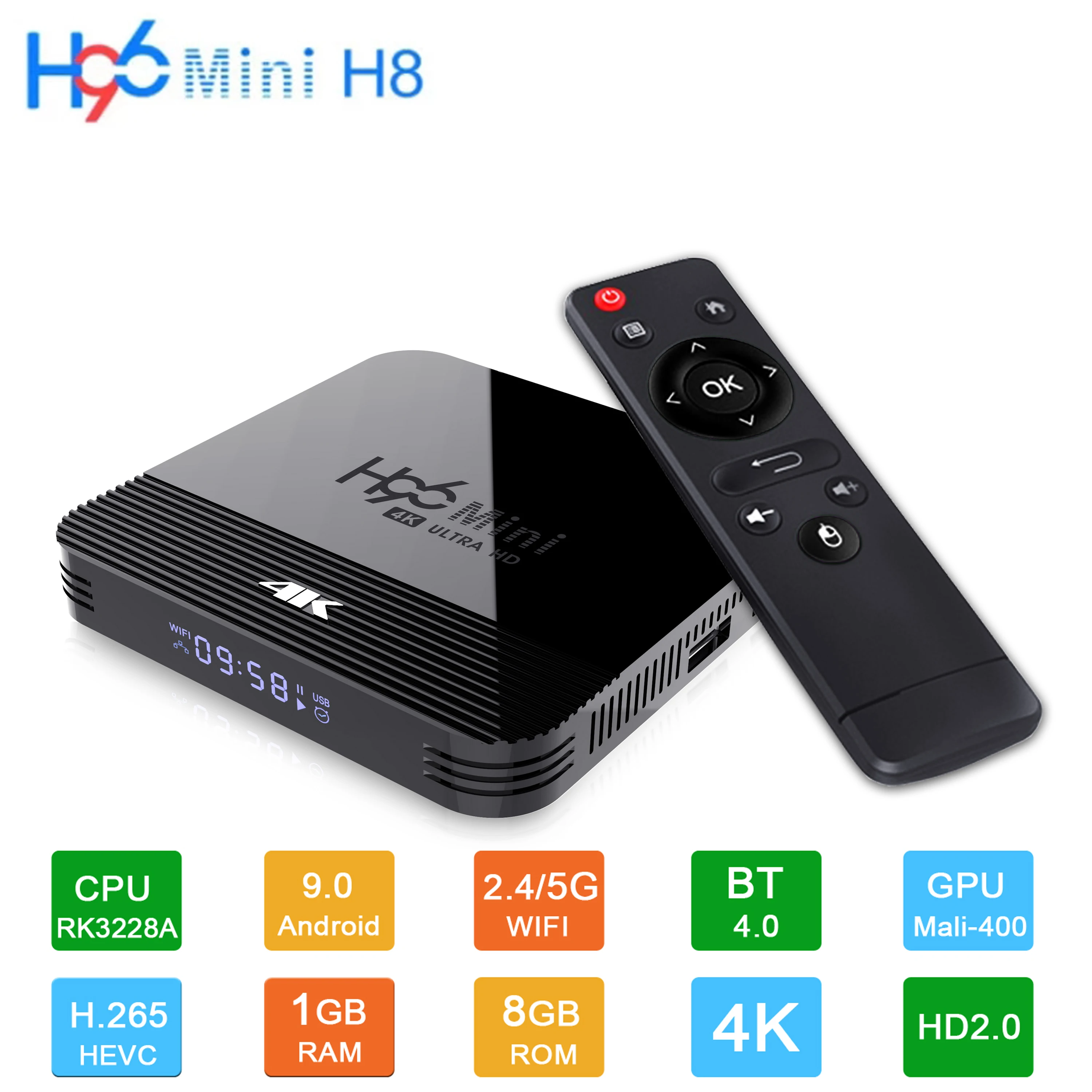 совершенно новый H96 MINI H8 Android 9.0 интеллектуальный IP телевизионный ящик двойной Wifi 2GB 16GB 2.4 / 5.0G BT4.0 Youtube Google Media Player H96MINI H8
совершенно новый H96 MINI H8 Android 9.0 интеллектуальный IP телевизионный ящик двойной Wifi 2GB 16GB 2.4 / 5.0G BT4.0 Youtube Google Media Player H96MINI H8