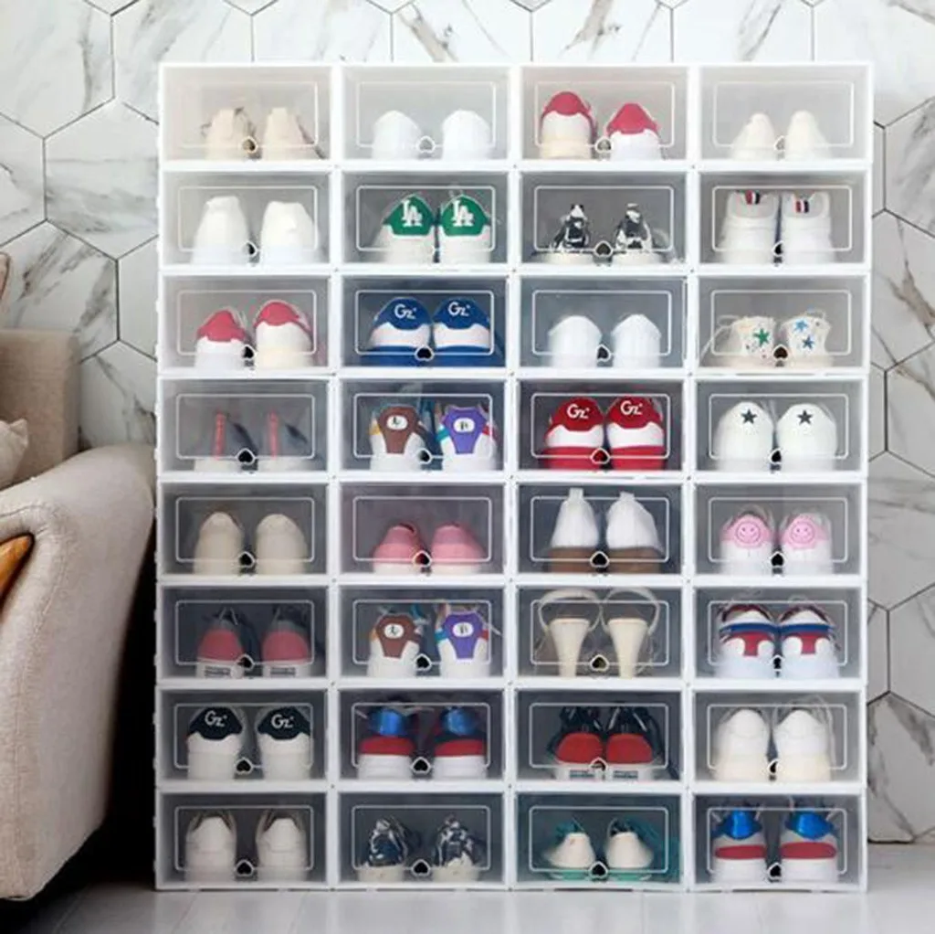 Складная коробка для обуви многоцветный пластиковый прозрачный Домашний