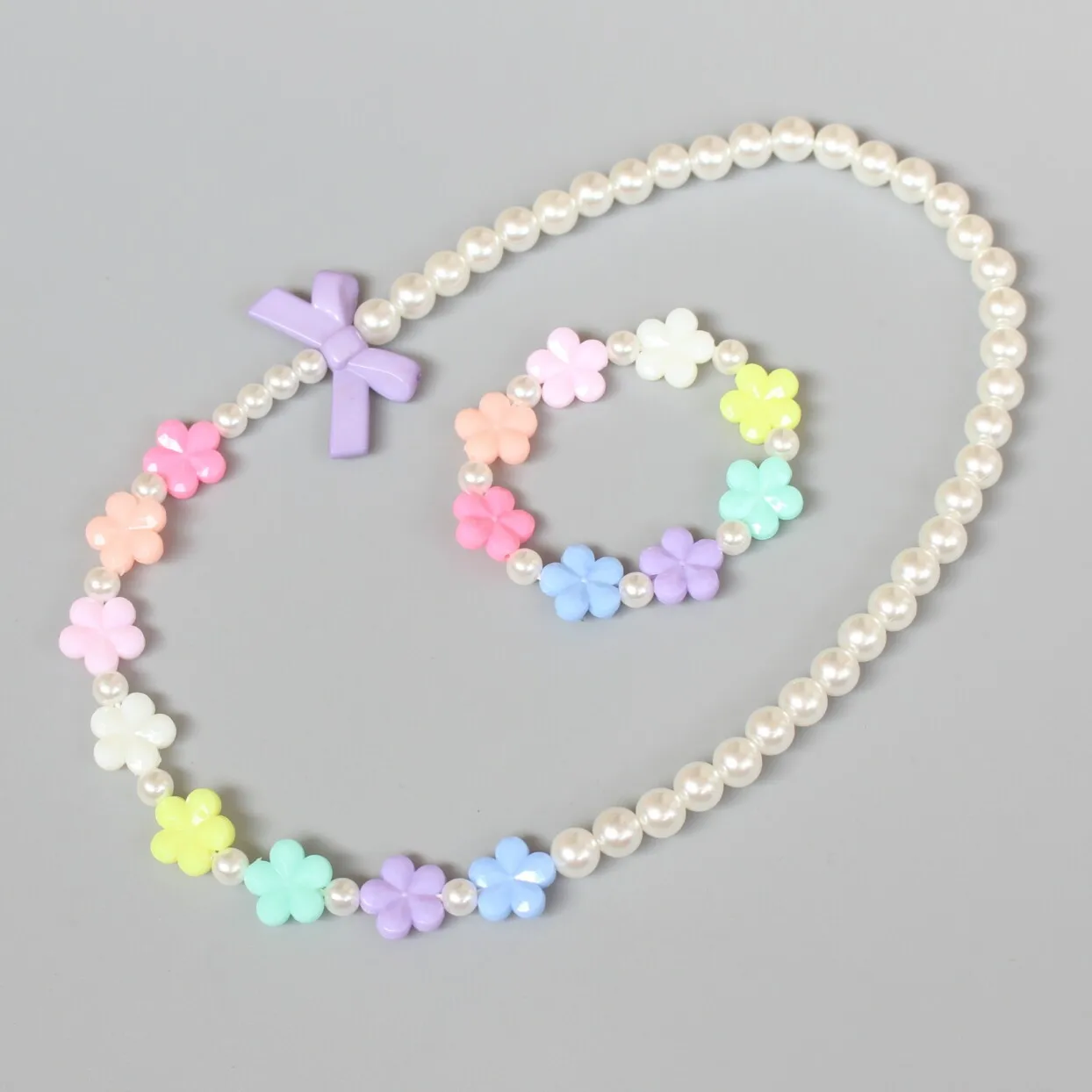 Colorful Cute Flowers Bowknot Pearls Necklace Bracelets Jewelry Set for Kids Girls Play Costume Children Party Jewelry Set Gifts
Colorful Cute Flowers Bowknot Pearls Necklace Bracelets Jewelry Set for Kids Girls Play Costume Children Party Jewelry Set Gifts