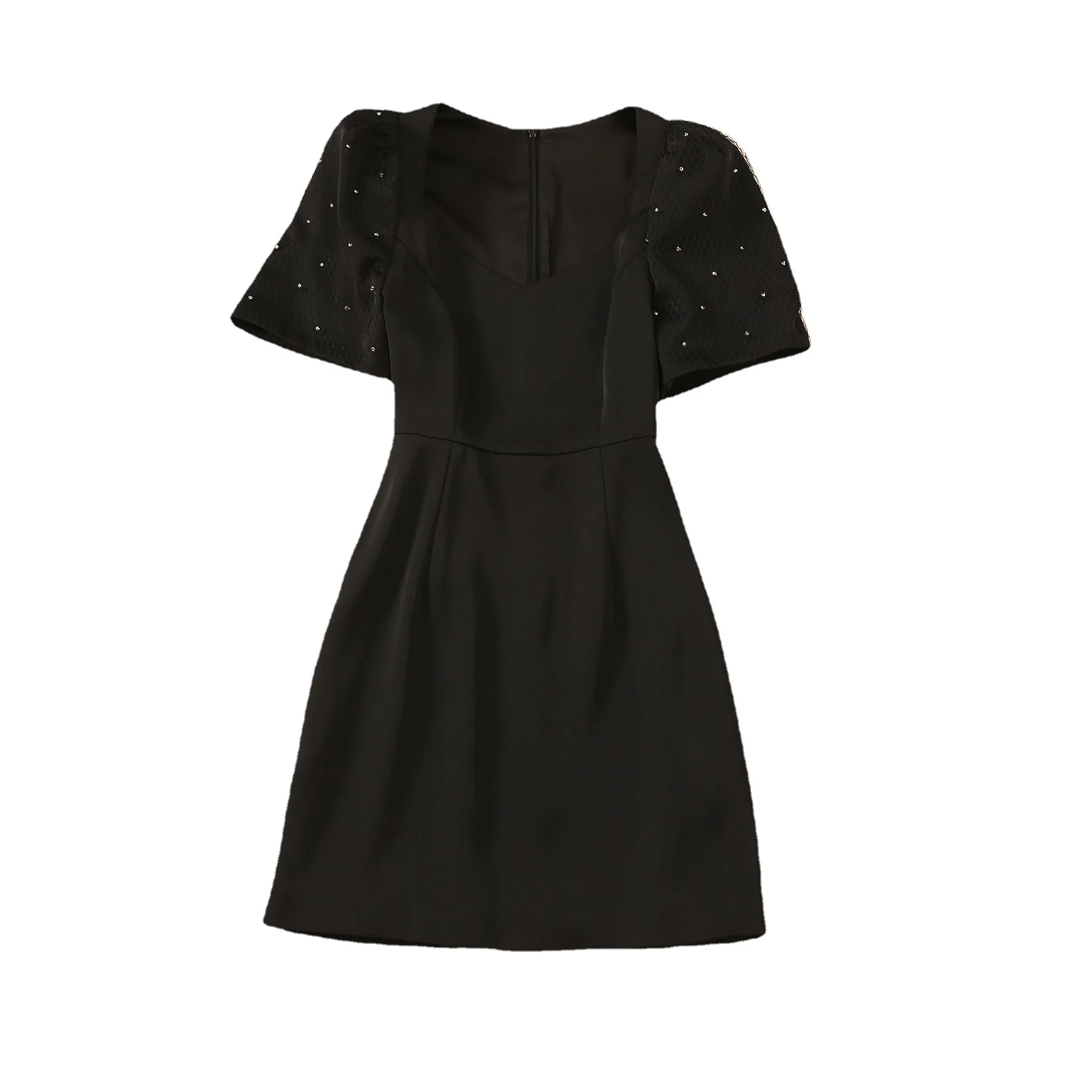 2021 summer Zoey star with Hepburn style black temperament slim bubble sleeves small dress
2021 summer Zoey star with Hepburn style black temperament slim bubble sleeves small dress