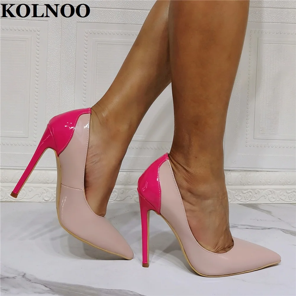 

Kolnoo New Large Size 35-47 Ladies High Heels Pumps Patent Leather Simple Style Daily Wear Dress Shoes Fashion Party Court Shoes