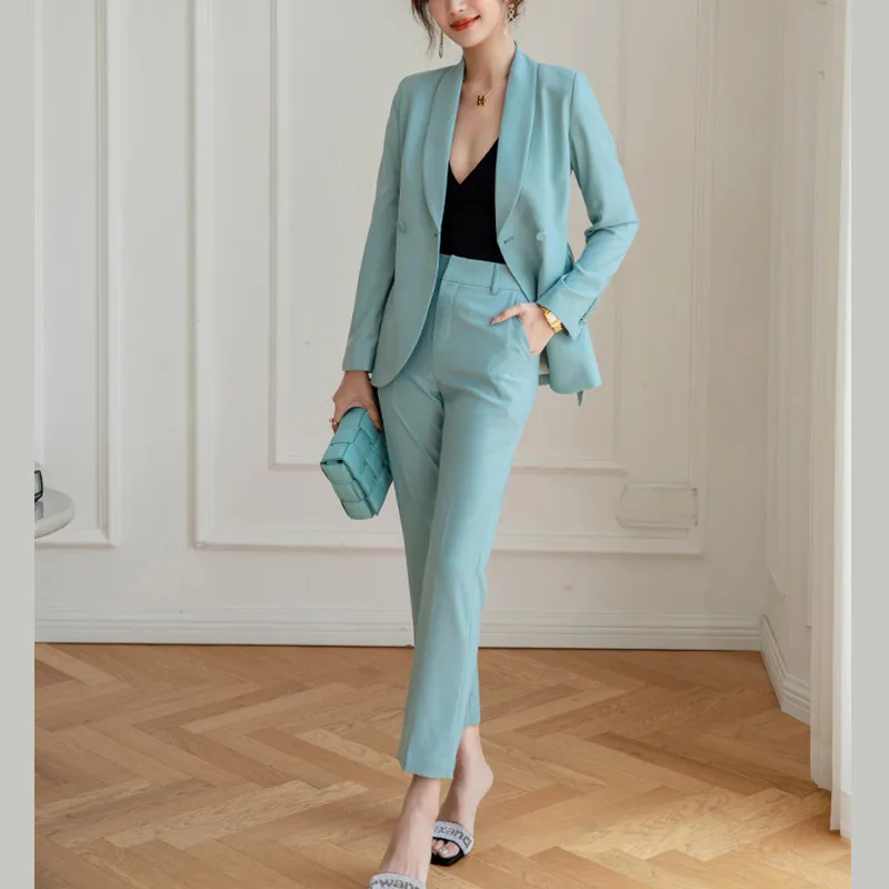 Spring Business Pants Set Two Piece Suits Office Lady Blue Long Sleeve Suit Jacket Elegant Blazer Sets Fashion Suits Wear
Spring Business Pants Set Two Piece Suits Office Lady Blue Long Sleeve Suit Jacket Elegant Blazer Sets Fashion Suits Wear