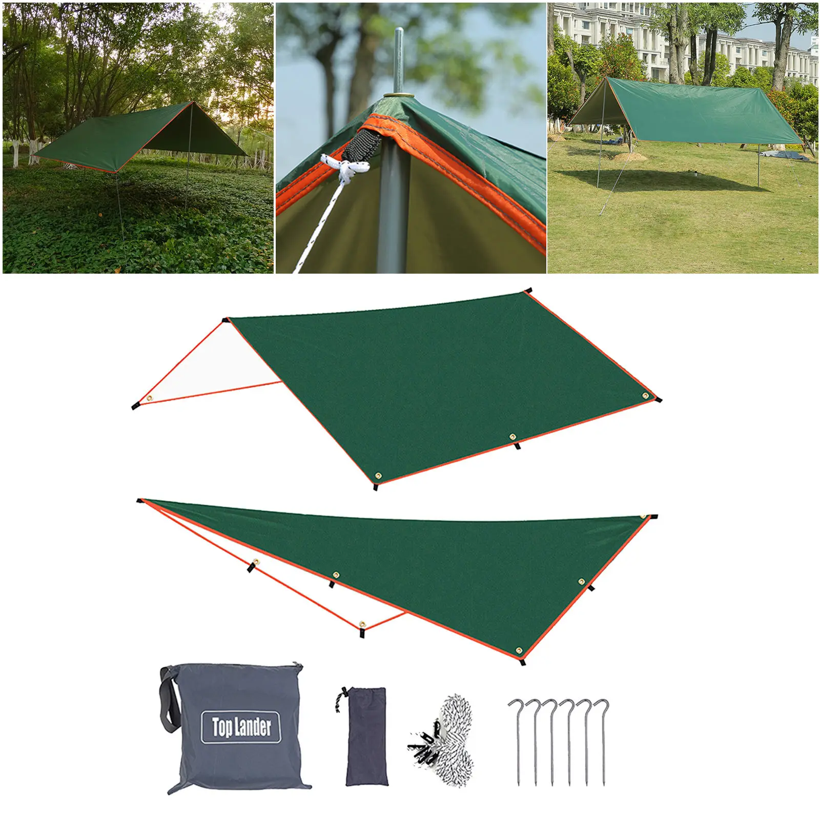 

Ripstop Tent Tarp Strong Fly Tent Tarpaulin Sunshade Shelter Outdoor Hiking Picnic Ground Cloth & Ropes Stakes