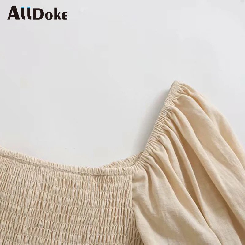 ALLDOKE vintage lace up women blouse summer square collar lantern sleeve crop tops shirt casual khaki ruffles ladies blouses
ALLDOKE vintage lace up women blouse summer square collar lantern sleeve crop tops shirt casual khaki ruffles ladies blouses