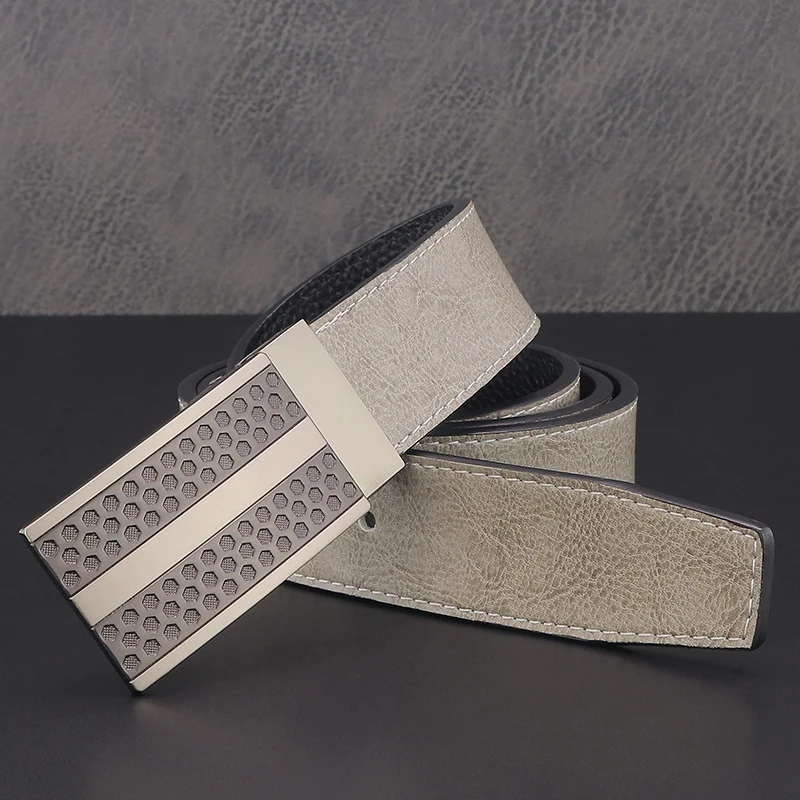 

Fashion Grey Sliding Buckle Designer Belt Leather Bleu Belts Men's Cowskin Luxury Brand Denim High-Quality Cintos Masculinos