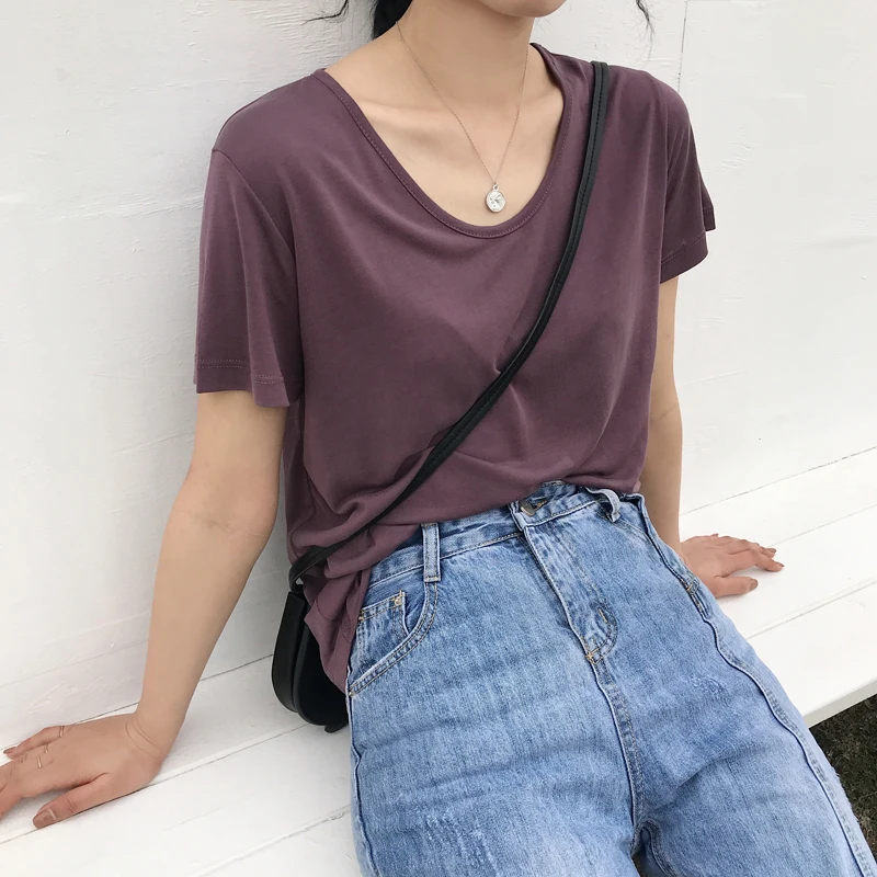 Women Summer T-shirts Casual Loose O Neck Short Sleeve Solid Color Simple Chic Soft All Match Tshirt Basic Tops for Student 2020
Women Summer T-shirts Casual Loose O Neck Short Sleeve Solid Color Simple Chic Soft All Match Tshirt Basic Tops for Student 2020