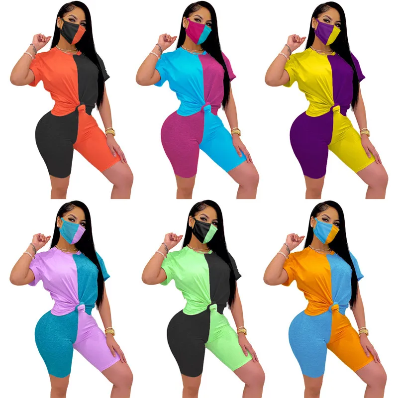 With-mask Two Piece Set Women Tracksuit Fashion Summer Top and Biker Shorts Matching Sets Outfits Sportswear New drop shipping
With-mask Two Piece Set Women Tracksuit Fashion Summer Top and Biker Shorts Matching Sets Outfits Sportswear New drop shipping