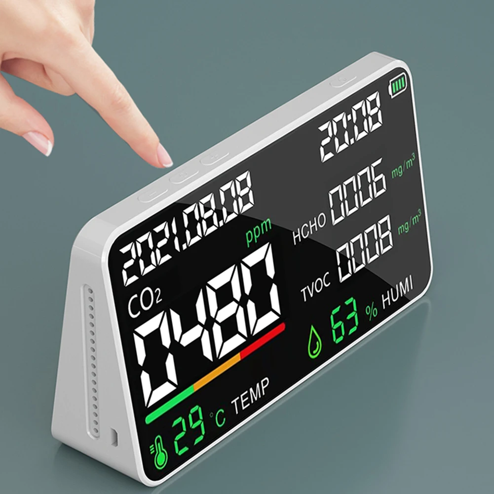 CO CO2 HCHO TVOC Detector Intelligent CO2 Carbon Dioxide Meter Air Quality Monitor Gas Detector Accurate Detector
CO CO2 HCHO TVOC Detector Intelligent CO2 Carbon Dioxide Meter Air Quality Monitor Gas Detector Accurate Detector