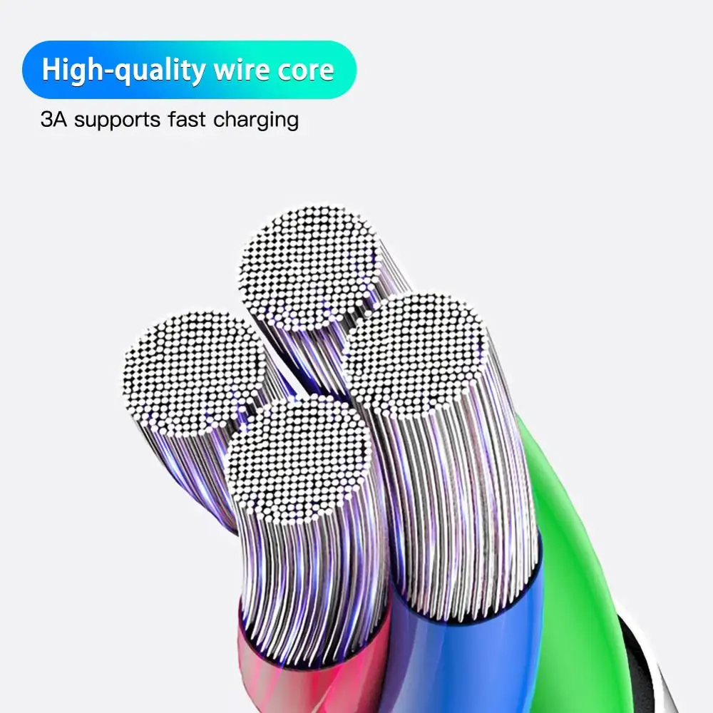 Светодиодный кабель 3 А usb type-C для быстрой зарядки мобильных телефонов шнур IOS X XR |