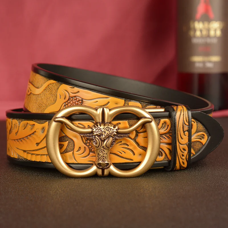 2021 New style bullish automatic buckle men's belt real cowhide personality casual trousers luxury design cow zodiac belt
2021 New style bullish automatic buckle men's belt real cowhide personality casual trousers luxury design cow zodiac belt
