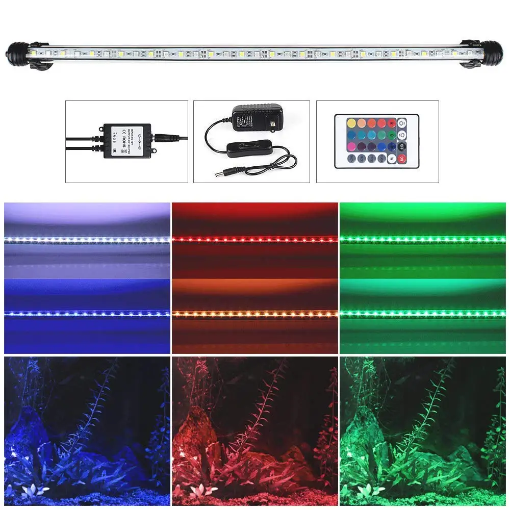 

Aquarium Fish Tank LED Light RGB Colorful Underwater Submersible Light Bar Waterproof 5050 SMD Aquatic Decor Lamp With Remote