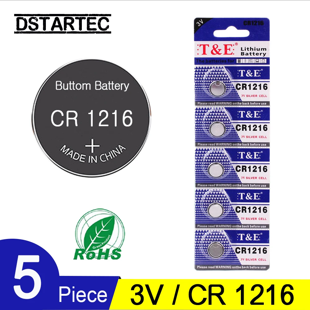 5PCS/Card 30mAh CR1216 3V Lithium Button Cell Battery CR 1216 DL1216 BR1216 ECR1216 5034LC LM1216 Coin Cell Batteries For Watch
5PCS/Card 30mAh CR1216 3V Lithium Button Cell Battery CR 1216 DL1216 BR1216 ECR1216 5034LC LM1216 Coin Cell Batteries For Watch