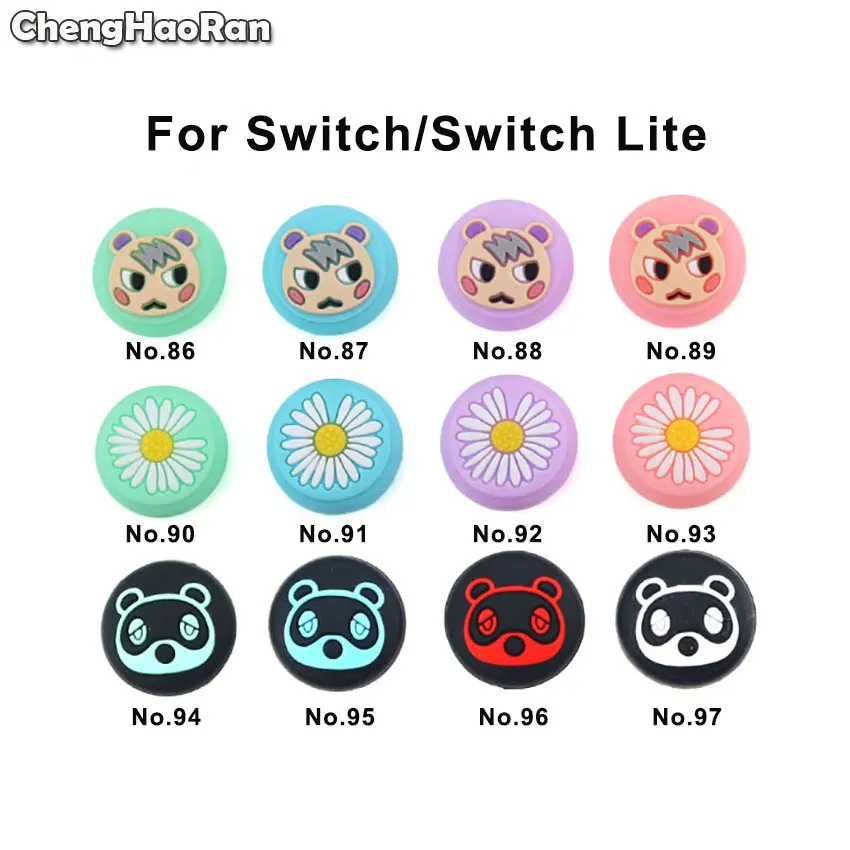 ChengHaoRan 2pcs Bear Thumb Stick Grip Cap Joystick Cover For Nintendo Switch NS Lite Joy-Con Controller Soft Thumbstick Case |