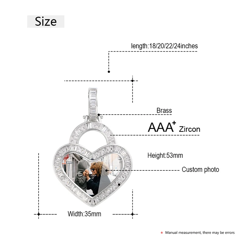 VIP CZP0359 Heart Custom Picture Memory Medallions Solid Pendant Necklace Baguette Crystal Women Men Hip Hop Jewelry
VIP CZP0359 Heart Custom Picture Memory Medallions Solid Pendant Necklace Baguette Crystal Women Men Hip Hop Jewelry