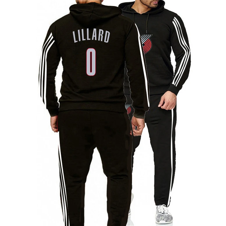 

2022 Mens American Basketball Jerseys Clothes Portland Trail Blazers Damian Lillard #0 Sweatshirt Hoodies Two Piece Set Training