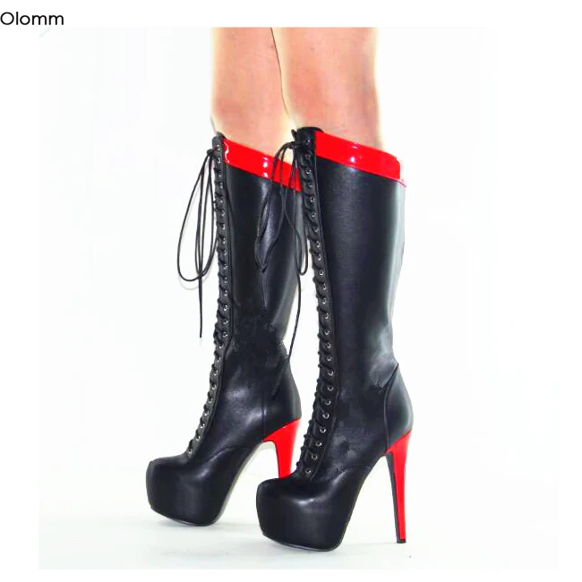 Olomm New Women Platform Knee High Boots Stiletto High Heels Boots Round Toe Black Night Club Wear Shoes Women Plus US Size 5-15
Olomm New Women Platform Knee High Boots Stiletto High Heels Boots Round Toe Black Night Club Wear Shoes Women Plus US Size 5-15