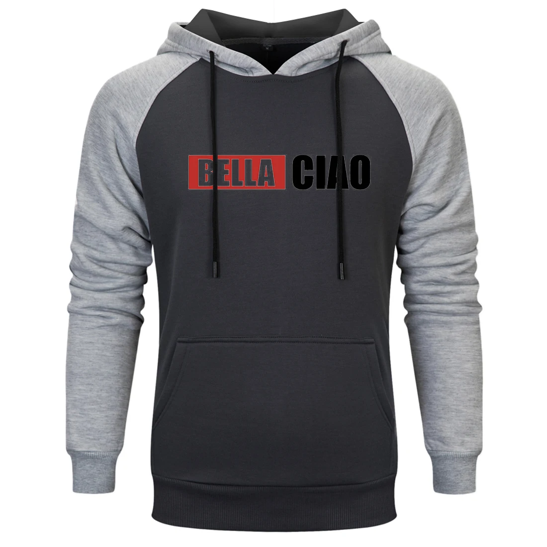 

Bella Ciao Print Mens Raglan Hooded Fashion Hipster Clothes Outwear Casual Tops Pullovers Loose Fit Comfortable Tracksuits Homme