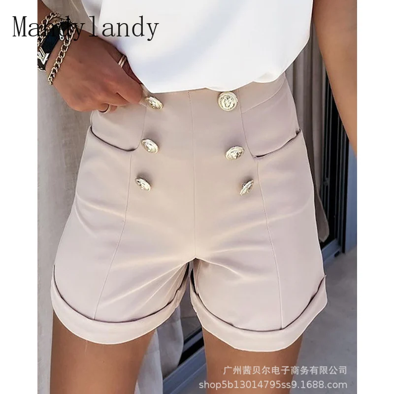 Mandylandy Women's Elegant Button Pocket Shorts Ladies Casual Fashion High Waist Double Breasted Crimping Straight Shorts
Mandylandy Women's Elegant Button Pocket Shorts Ladies Casual Fashion High Waist Double Breasted Crimping Straight Shorts