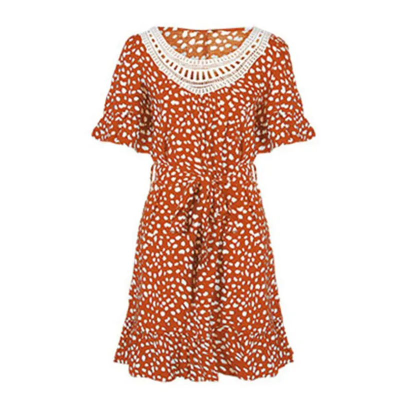 KNOYEER Lace O Neck Short Sleeve Mini Dresses Women 2021 Vintage Leopard Print Sashes Loose Casual Summer Party Dress Robe
KNOYEER Lace O Neck Short Sleeve Mini Dresses Women 2021 Vintage Leopard Print Sashes Loose Casual Summer Party Dress Robe