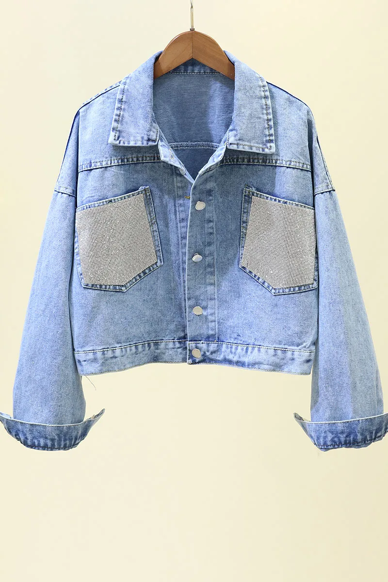 Harajuku Pocket Hot Drill Network Celebrity Cowboy Coat Woman Leisure Bat Sleeved Denim Jacket Outwear Womens Streetwear Femme
Harajuku Pocket Hot Drill Network Celebrity Cowboy Coat Woman Leisure Bat Sleeved Denim Jacket Outwear Womens Streetwear Femme