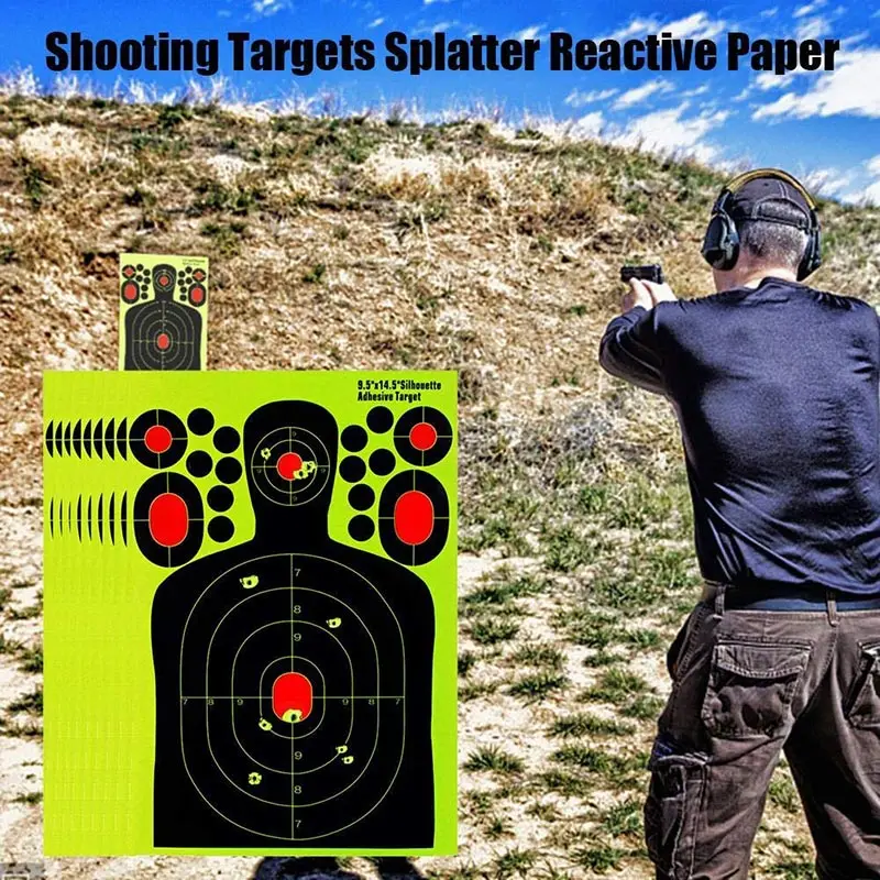 

14.5 Inch Shooting Targets Splatter Reactive Training Target Paper Fluorescent for Rifle Pistol Airsoft Pellet Gun Splash Paper