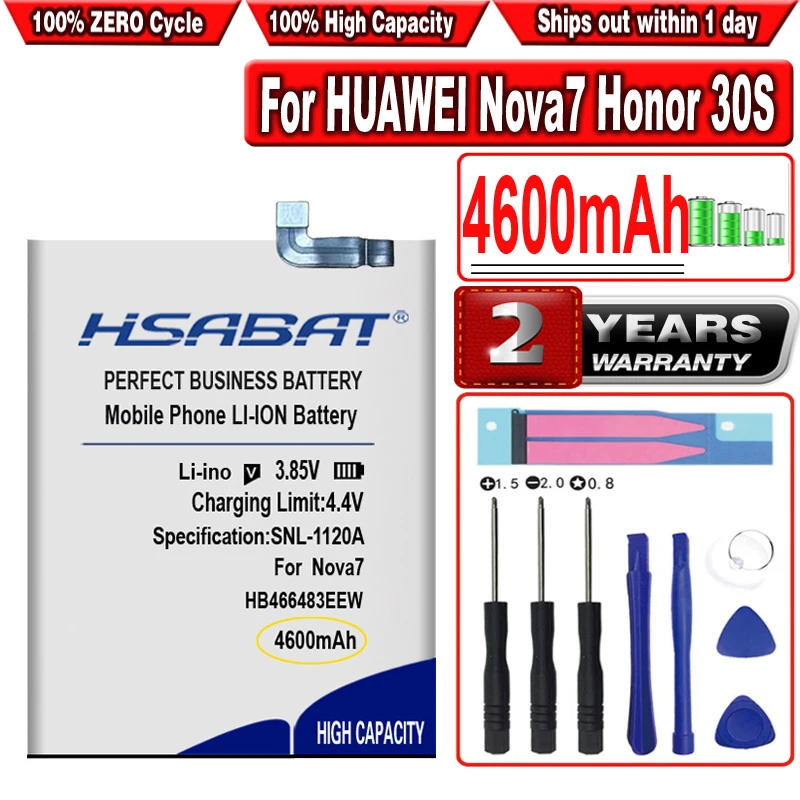 HSABAT 4600mAh HB466483EEW Battery for Huawei Nova7 Nova 7 / Honor 30S JEF-AN00 CDY-AN90
HSABAT 4600mAh HB466483EEW Battery for Huawei Nova7 Nova 7 / Honor 30S JEF-AN00 CDY-AN90