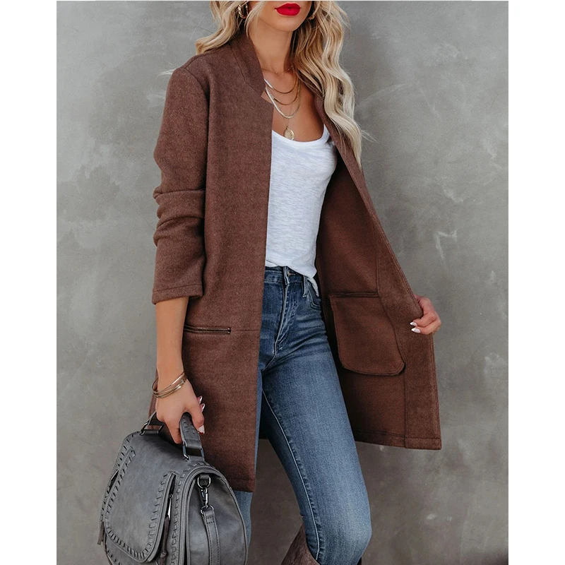 Jackets for Women 2021 Autumn Winter New Solid Color Zipper Pocket Round Neck Loose Casual Cardigan Slim-fit Blazer Down Coat
Jackets for Women 2021 Autumn Winter New Solid Color Zipper Pocket Round Neck Loose Casual Cardigan Slim-fit Blazer Down Coat