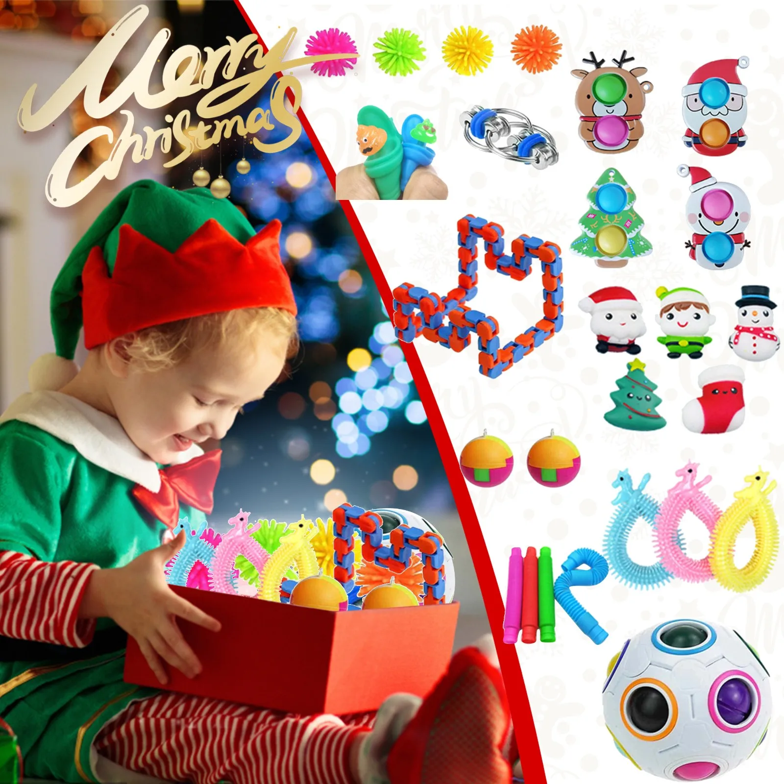 

Рождественская силиконовая сенсорная декомпрессионная настольная головоломка, игрушка для декомпрессии, фиджет-игрушки для детей, рождес...