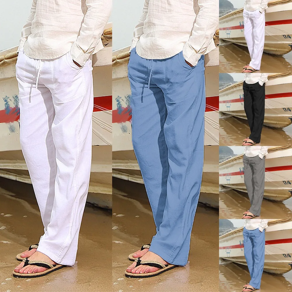 Men Long Pants Casual Linen Breathable Loose Solid Color Straight Trousers For Gym Jogging Fitness Workout Running Cycling Yoga
Men Long Pants Casual Linen Breathable Loose Solid Color Straight Trousers For Gym Jogging Fitness Workout Running Cycling Yoga
