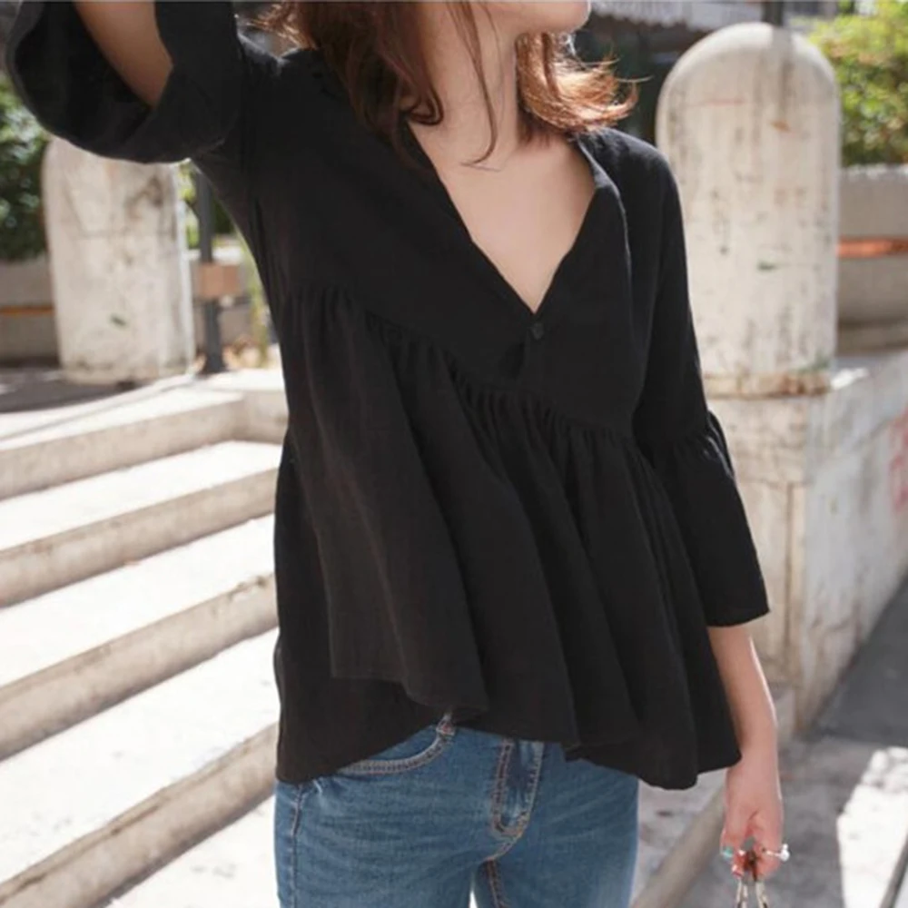 V-Neck Spring Blouse Shirt Janpan Korean 2021 High Waist Pleated Tops Loose Style Femme Shirts Blouse Daily Long Sleeve
V-Neck Spring Blouse Shirt Janpan Korean 2021 High Waist Pleated Tops Loose Style Femme Shirts Blouse Daily Long Sleeve